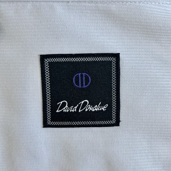 David Donahue French Cuff Self Stripe Tuxedo Dress Shirt Classic Fit 16.5 32/33 - Picture 5 of 15